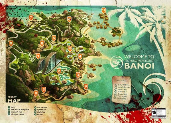 Dead Island Map resort map islas videojuegos borntoplay